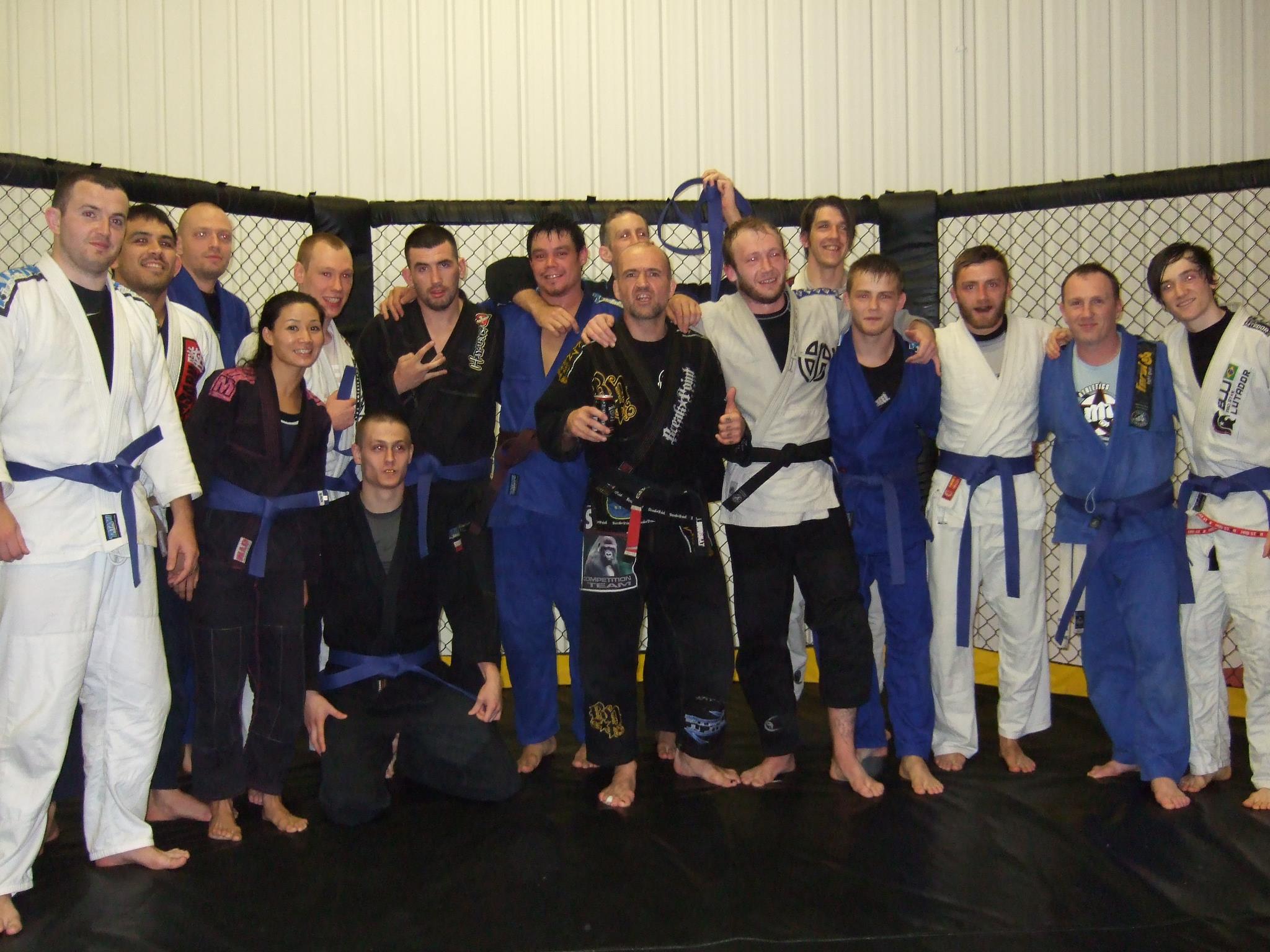 Group photograph at Simon’s blue belt promotion
